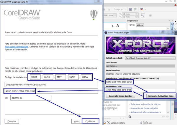 how to change corel draw x7 serial number